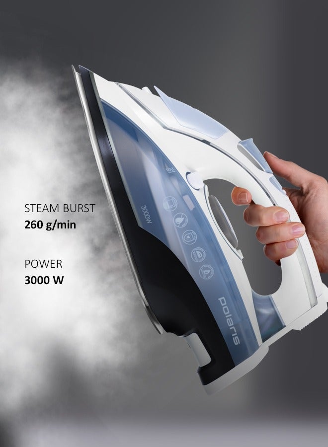 Steam Iron 3050W, Durable anodized outsole PRO 7 ANODIZED, Auto Shutoff, 50g/min Steam Output, 260g/min Steam Boost, 2 Years Warranty