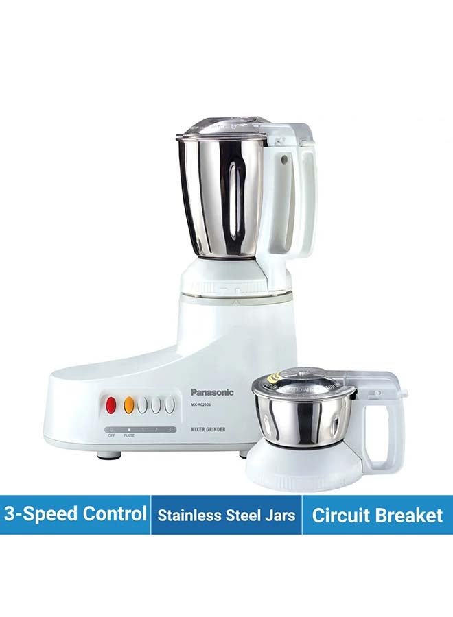 Powerful Mixer Grinder, 2 Stainless Steel Jars, Compact And Versatile For Everyday Kitchen Use 1 L 1000 W MX-AC210S White