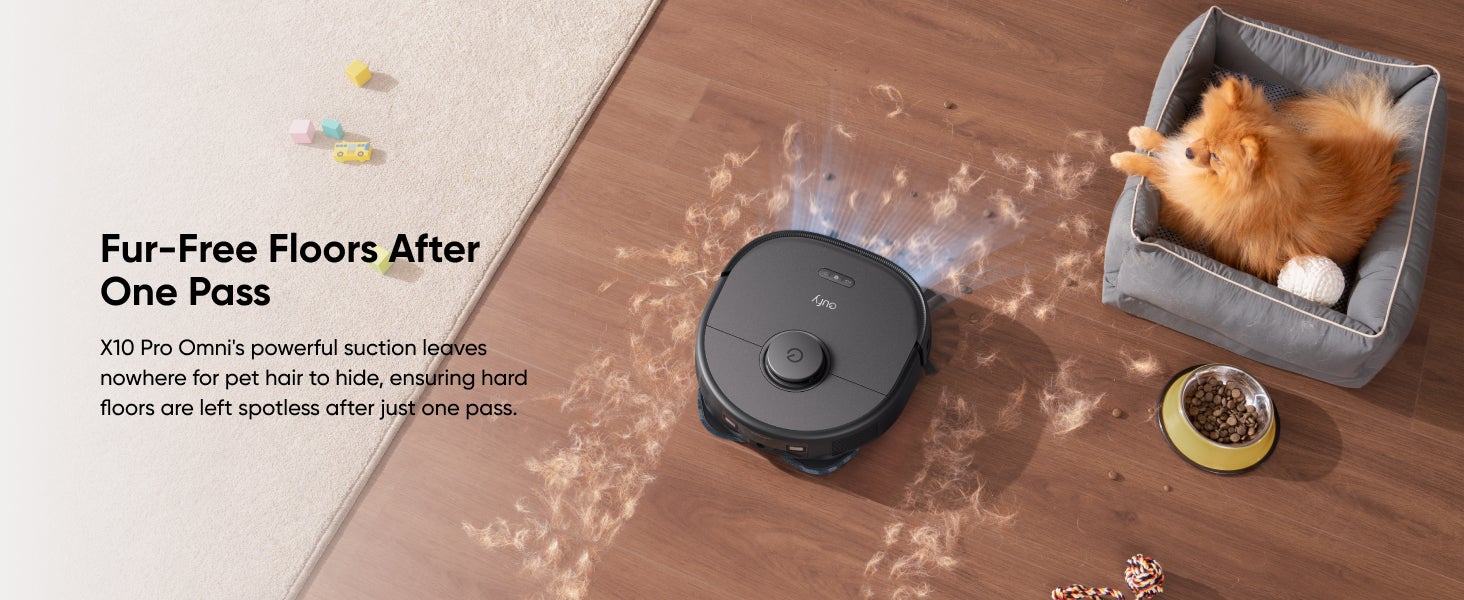 eufy X10 Pro Omni Robot Vacuum and Mop with 8,000 Pa Suction, Dual Mops with 12 mm Auto-Lift and Carpet Detection, AI Obstacle Avoidance, Auto Mop Washing, Self-Drying, Self-Emptying, Self-Refilling 20 W T2351 black