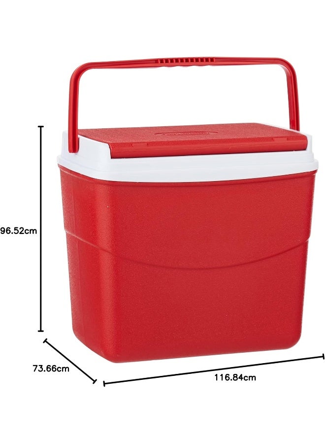 Keep Cold Plastic Picnic Cooler Icebox Lunchbox Red 30.0Liters