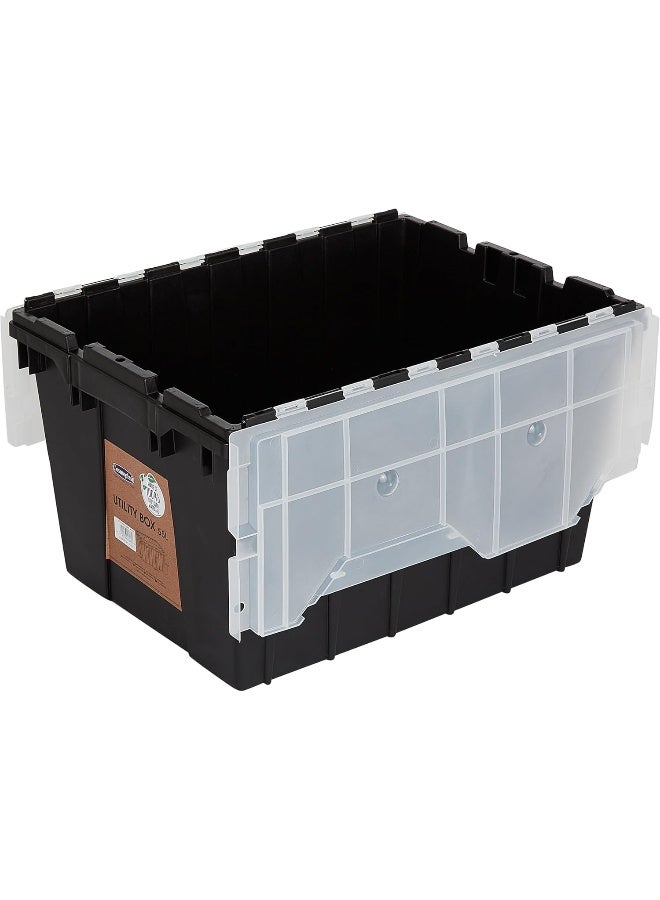 55L Utility Storage Plastic Box Black 55 x  39 x 32 cm Grey