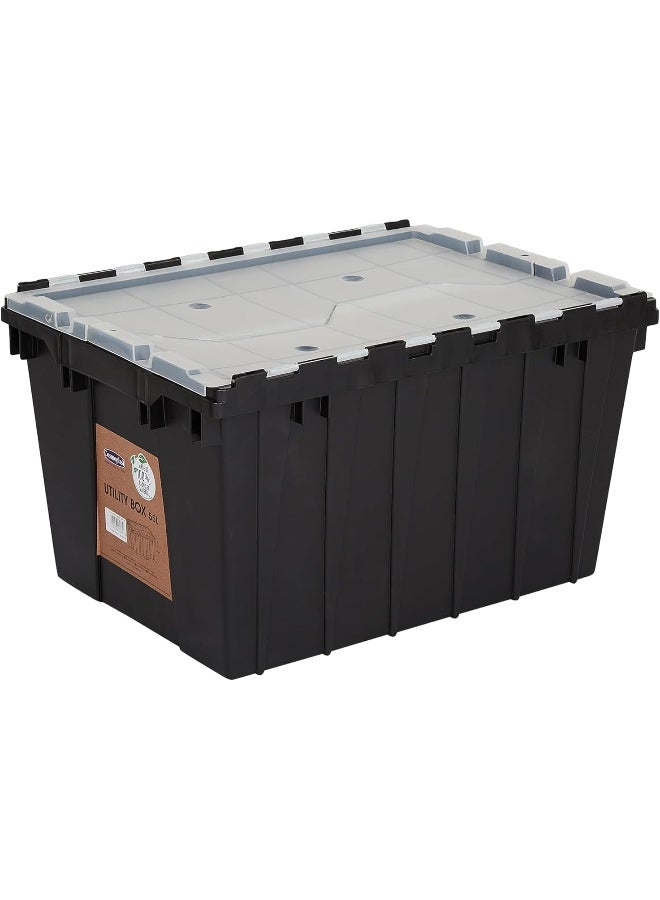 55L Utility Storage Plastic Box Black 55 x  39 x 32 cm Grey