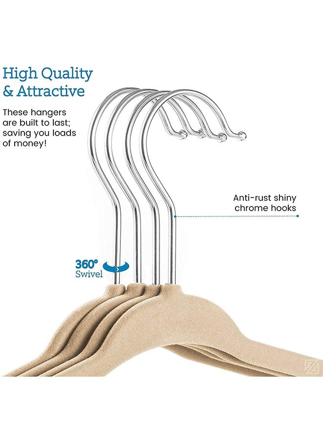 50-Piece Nonslip 360 Chrome Swivel Hook Baby Velvet Coat Hangers