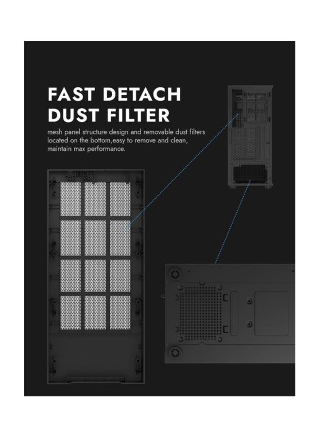 Darkflash A290  ATX / M-ATX/ ITX Gaming PC Case With Pre-Installed 3 ARGB Fan, USB 3.0 For High-Speed Data Transmission, Tempered Glass Side Panel | Industrial Style Front Panel Computer Case