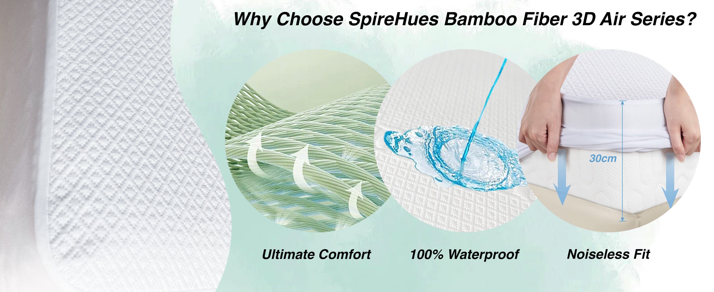 SpireHues Premium Waterproof Bamboo Mattress Protector