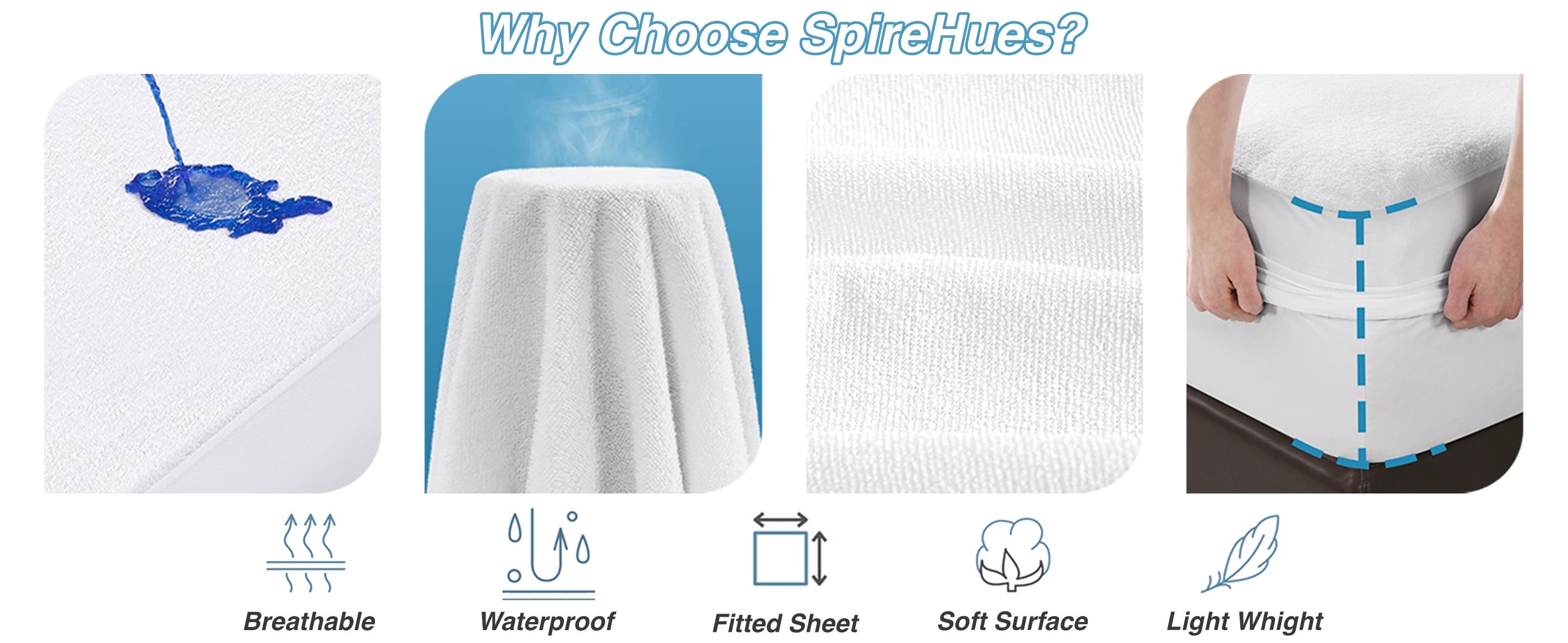 SpireHues Waterproof Bamboo Terry Mattress Protector