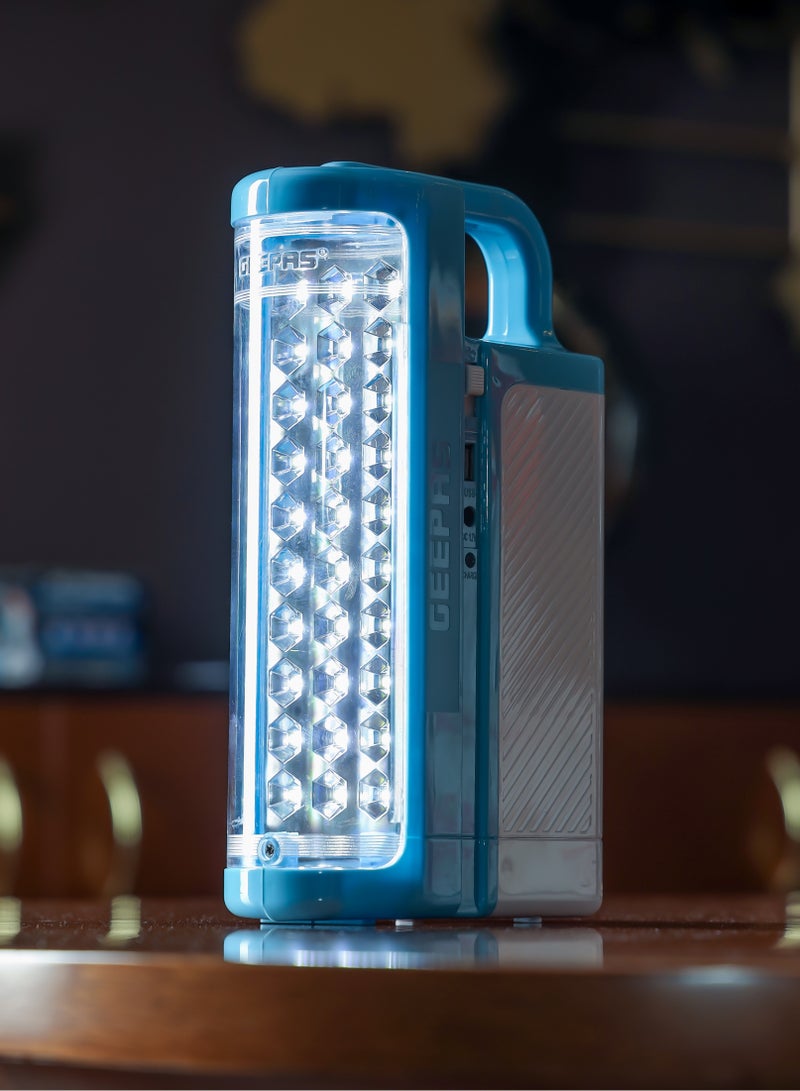 2-in-1 Combo Pack Rechargeable LED Lantern and Flashlight | Portable and Lightweight | Energy Efficient Design and Extended Battery Light | Aluminum Housing, Ni-Cd and Lead-Acid Battery Operated | 2 Years Warranty GEFL51029