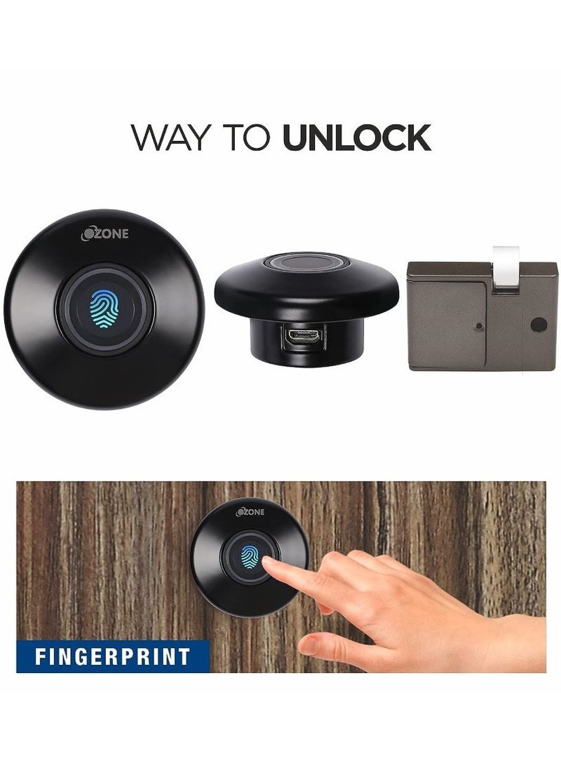 OZFL-55-F Black | Fingerprint Lock for Cabinet & Wardrobe | By Ozone India