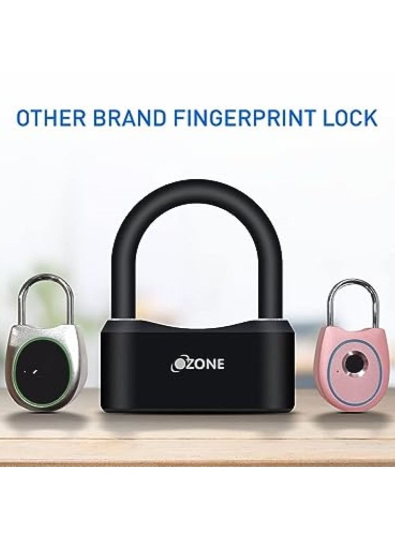 OZ-DPL-22-BL BLACK Fingerprint Padlock for gates & doors | By Ozone India