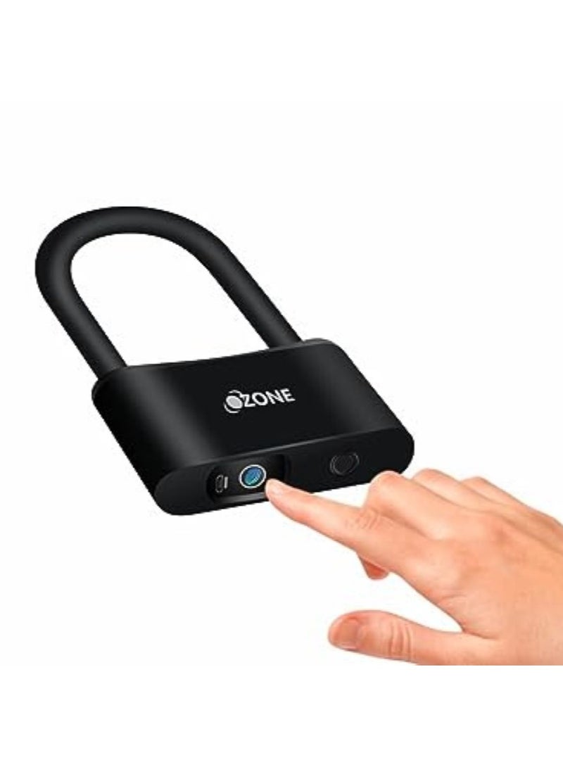 OZ-DPL-22-BL BLACK Fingerprint Padlock for gates & doors | By Ozone India