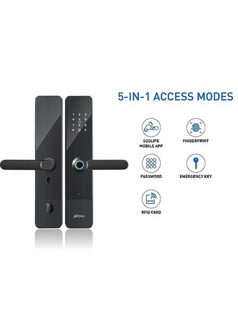 OZ-FDL-01 Life Nxt  Grey Smart Door Digital Lock with Doorbell  | Biometric Door Lock | Smart Lock | Fingerprint | Password | Mechanical Key| 5 Modes to operate | By Ozone India