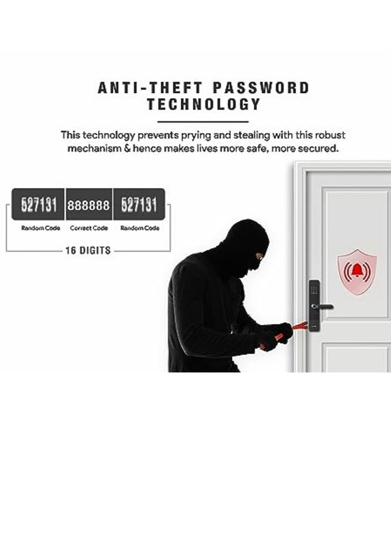 OZ-FDL-01 Life Nxt  Grey Smart Door Digital Lock with Doorbell  | Biometric Door Lock | Smart Lock | Fingerprint | Password | Mechanical Key| 5 Modes to operate | By Ozone India