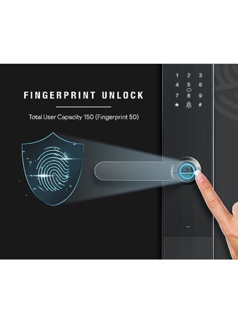 OZ-FDL-01 Life Nxt  Grey Smart Door Digital Lock with Doorbell  | Biometric Door Lock | Smart Lock | Fingerprint | Password | Mechanical Key| 5 Modes to operate | By Ozone India