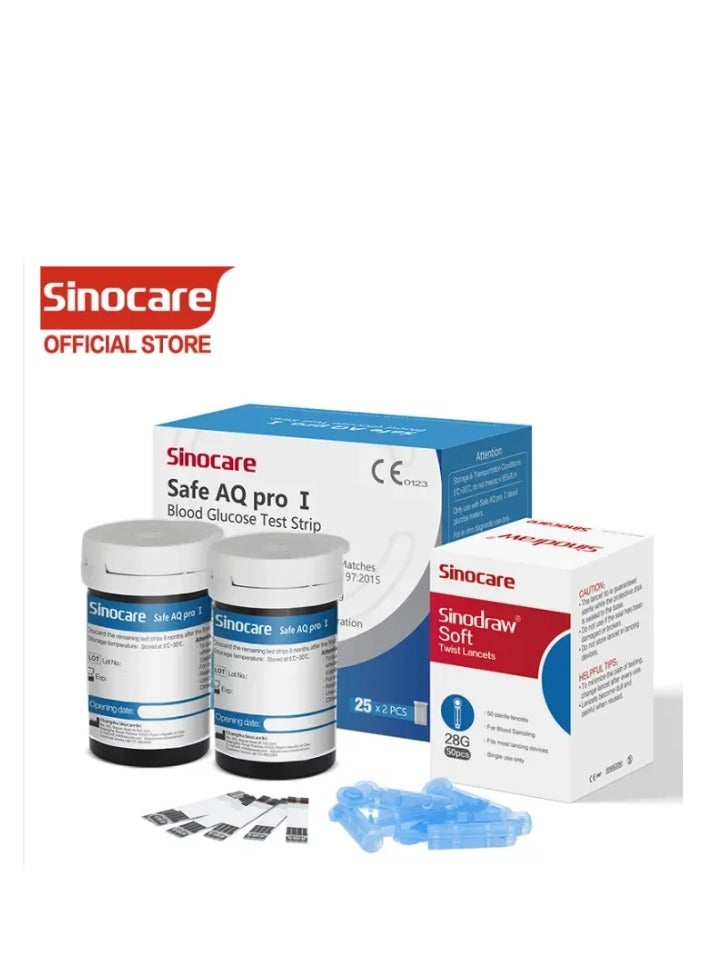 Blood Glucose Test Strips For Safe Aq Pro Ⅰ + Sinodraw Soft Lancets