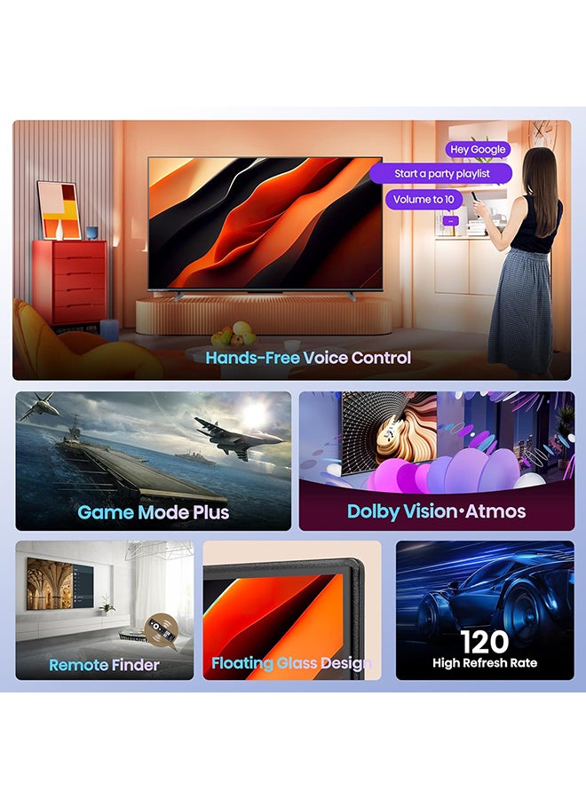55 Inch 4K A6K s\Smart Screen | VIDAA system | Dolby Vision | HDR | 60HZ | Bluetooth | Wi-Fi | New design | (2 USB - 3 HDMI) | (2023) - 55A6K Black