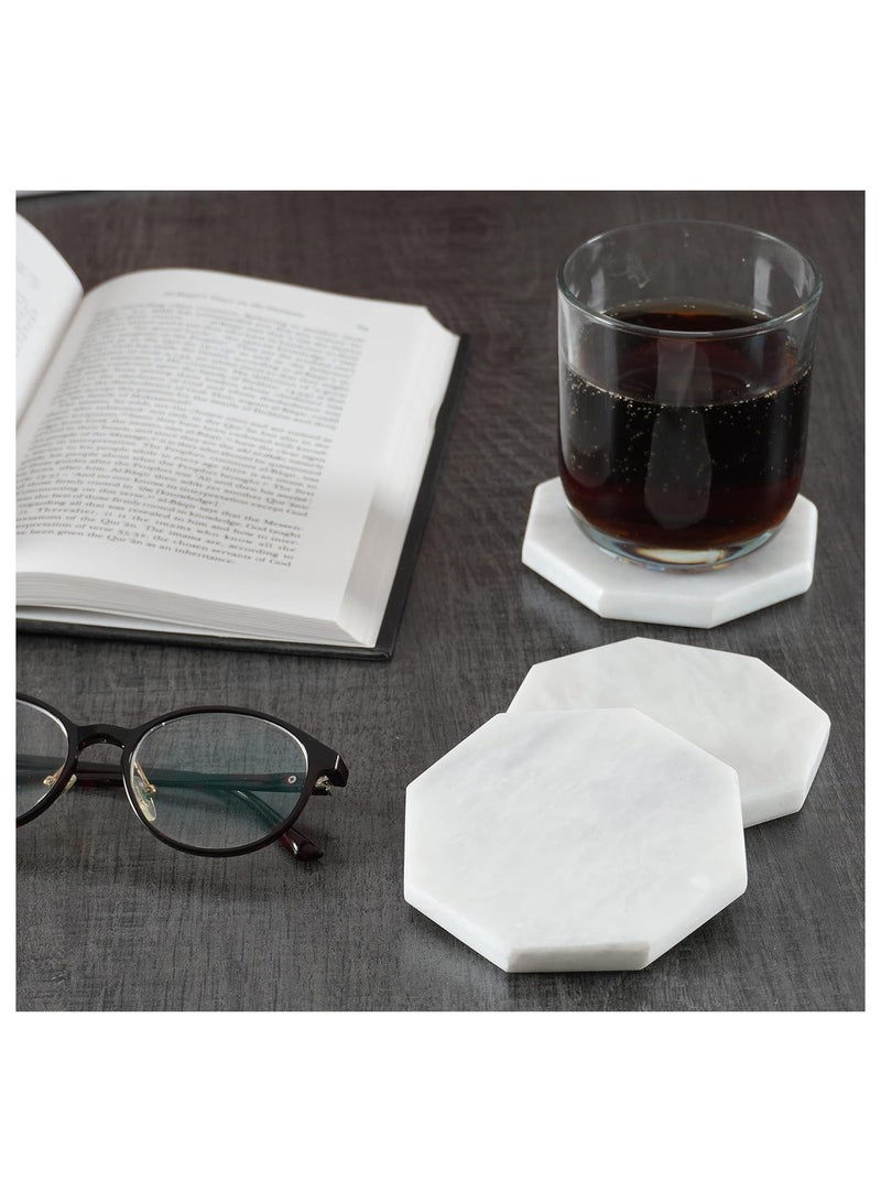 Coaster Set Of 6 White Handmade Marble Coffee 3.5 Inches Star Coasters Plates For Mug Glass Drinks - Ideal For Car And Outdoor Pot Kitchen Cup Sets