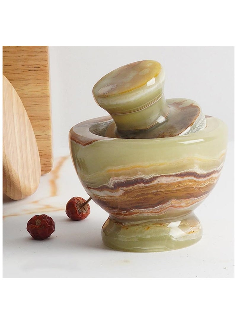 Large Handmade Green onyx Marble Mortar and Pestle Set 4 x 4.5 Inch Kitchen Accessories Spice Grinder Marble-Seasoning Set Avocado Grinder- Mushroom Grinder