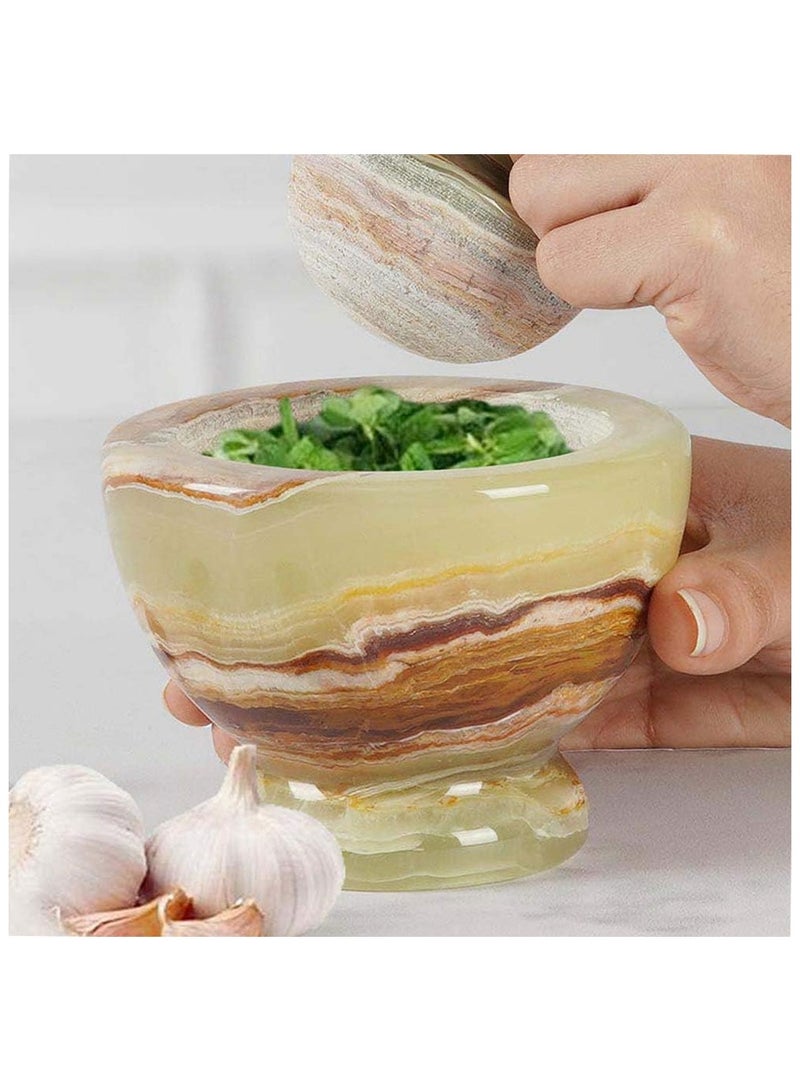 Large Handmade Green onyx Marble Mortar and Pestle Set 4 x 4.5 Inch Kitchen Accessories Spice Grinder Marble-Seasoning Set Avocado Grinder- Mushroom Grinder