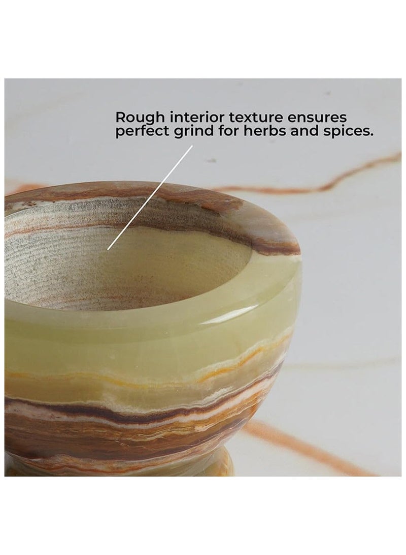 Large Handmade Green onyx Marble Mortar and Pestle Set 4 x 4.5 Inch Kitchen Accessories Spice Grinder Marble-Seasoning Set Avocado Grinder- Mushroom Grinder