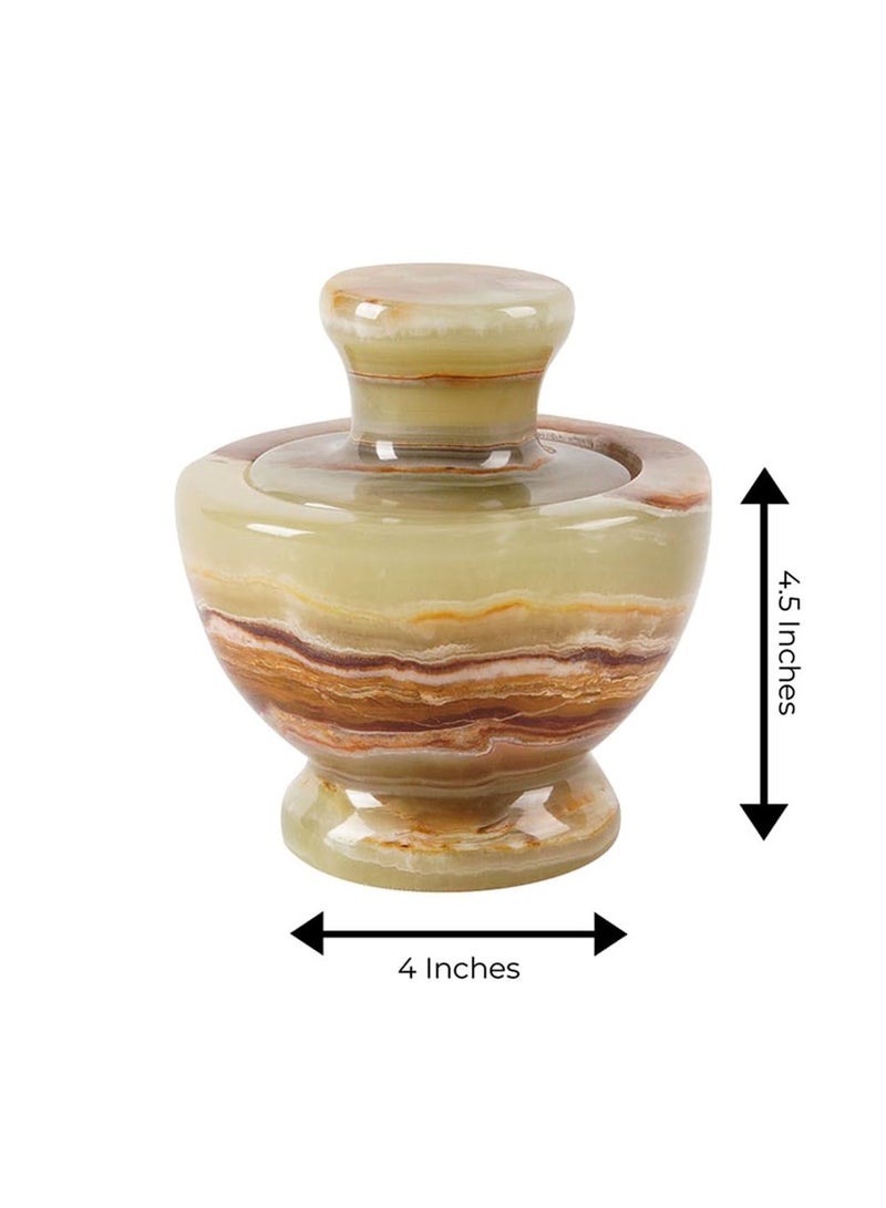Large Handmade Green onyx Marble Mortar and Pestle Set 4 x 4.5 Inch Kitchen Accessories Spice Grinder Marble-Seasoning Set Avocado Grinder- Mushroom Grinder