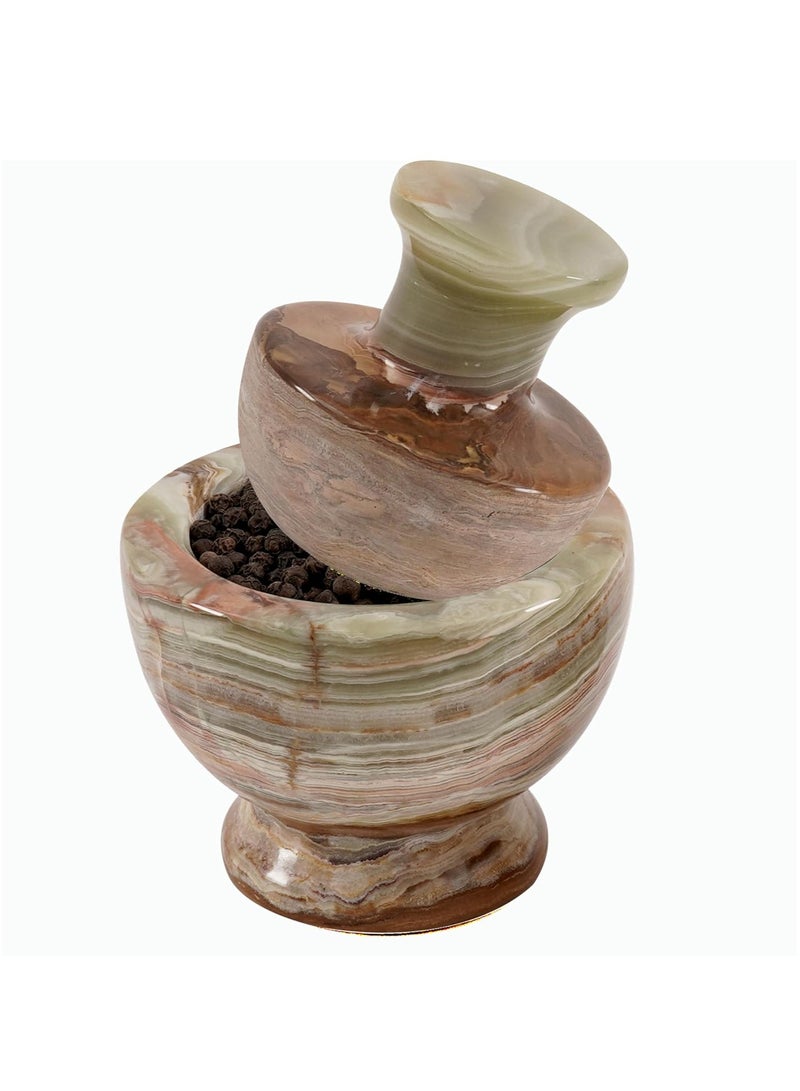 Large Handmade Green onyx Marble Mortar and Pestle Set 4 x 4.5 Inch Kitchen Accessories Spice Grinder Marble-Seasoning Set Avocado Grinder- Mushroom Grinder