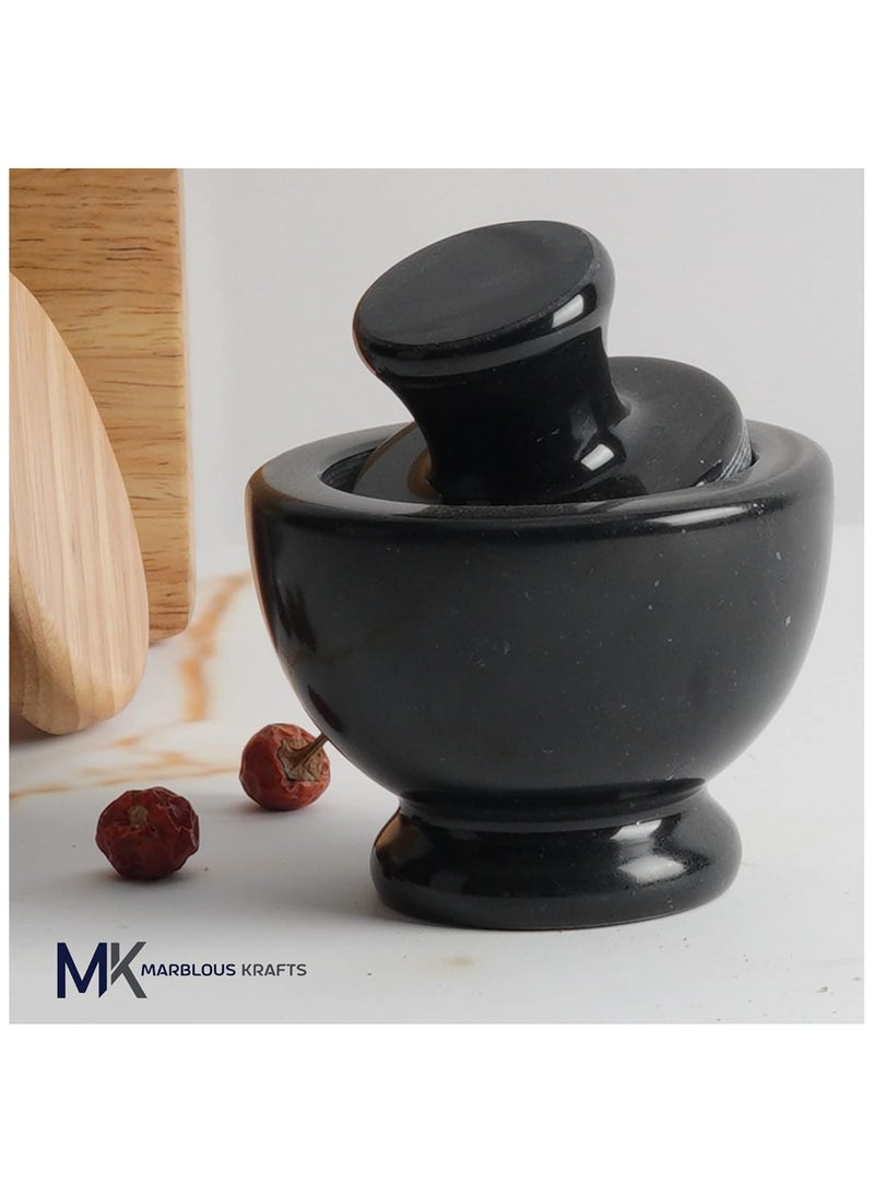 Black Marble Mortar and Pestle Set Spice Mill Kitchen Accessories Marble Seasoning Set Avocado Mushroom Grinder