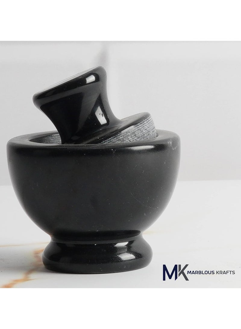 Black Marble Mortar and Pestle Set Spice Mill Kitchen Accessories Marble Seasoning Set Avocado Mushroom Grinder