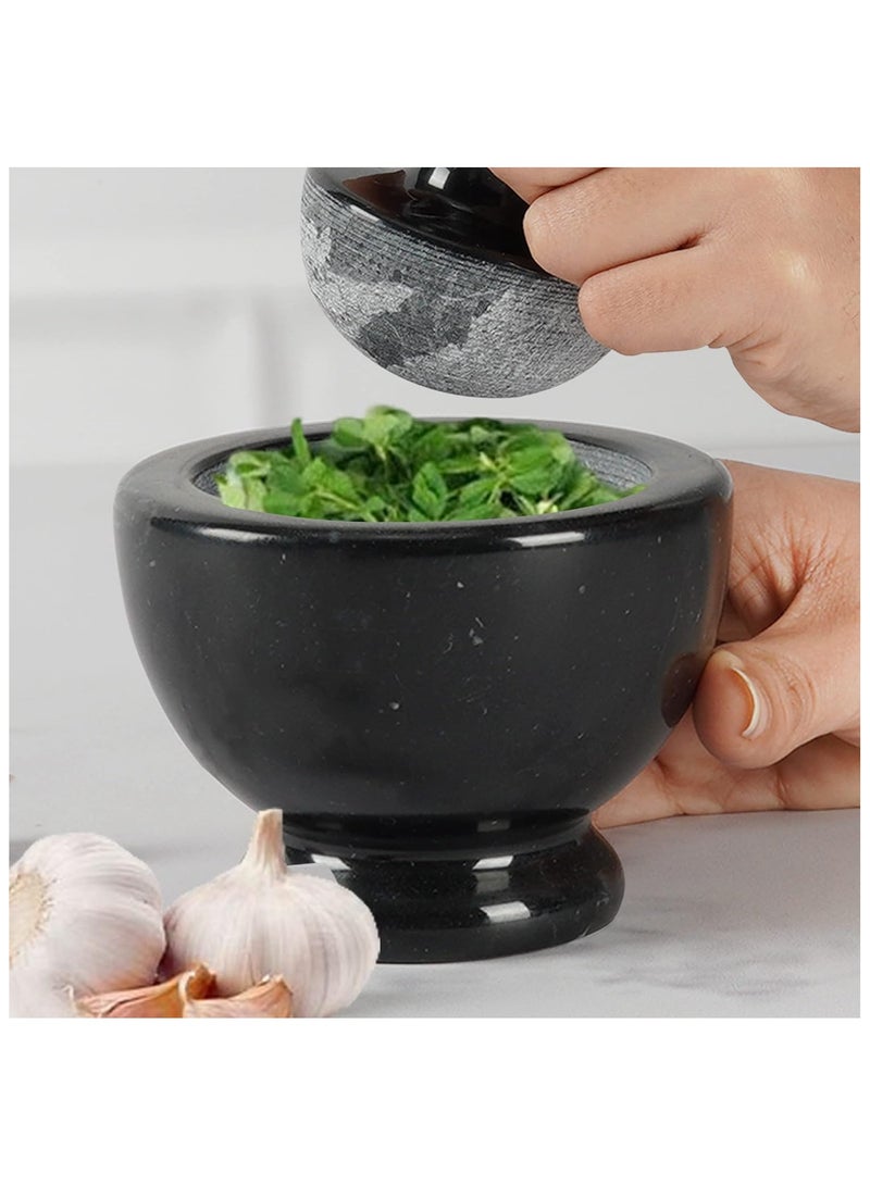 Black Marble Mortar and Pestle Set Spice Mill Kitchen Accessories Marble Seasoning Set Avocado Mushroom Grinder