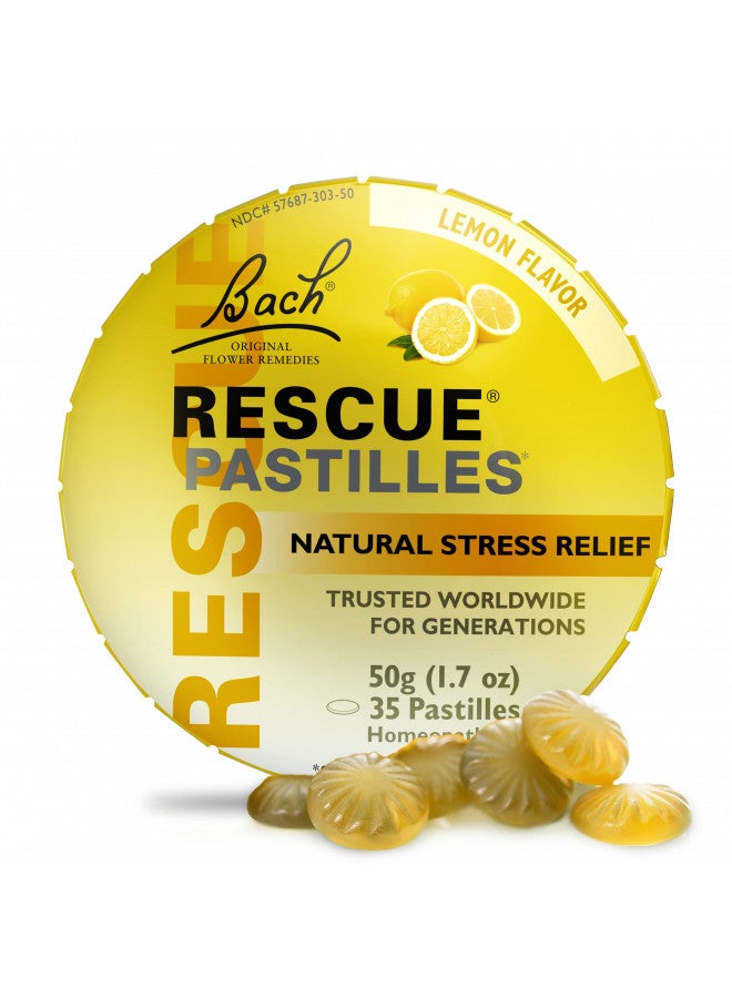 Bach RESCUE PASTILLES, Lemon Flavor, Natural Stress Relief Lozenges, Homeopathic Flower Essence, Vegetarian, Gluten & Sugar-Free, 35 Count