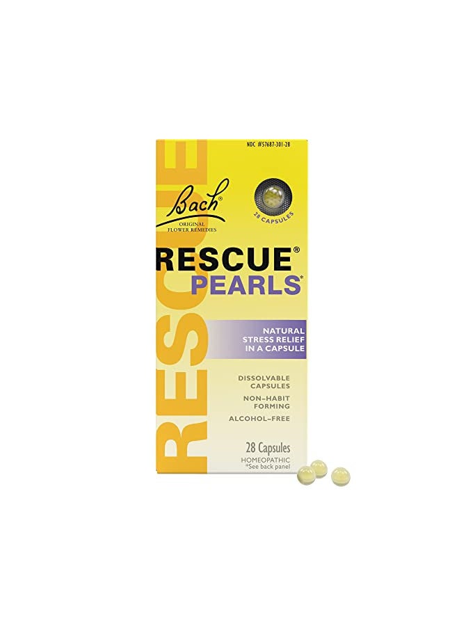 Bach RESCUE PEARLS, Natural Orange Vanilla Flavor, Natural Stress Relief, Homeopathic Flower Essence, Quick-Dissolve, Gluten & Sugar-Free, 28 Count