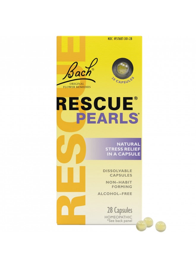 Bach RESCUE PEARLS, Natural Orange Vanilla Flavor, Natural Stress Relief, Homeopathic Flower Essence, Quick-Dissolve, Gluten & Sugar-Free, 28 Count