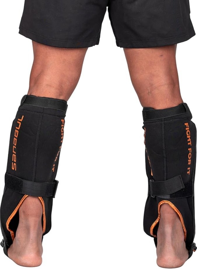 Essential Sleeve Kickboxing Shin Guards | MMA Shin Guards | Muay Thai Shin Guards | Hybrid Neoprene Design, X-small