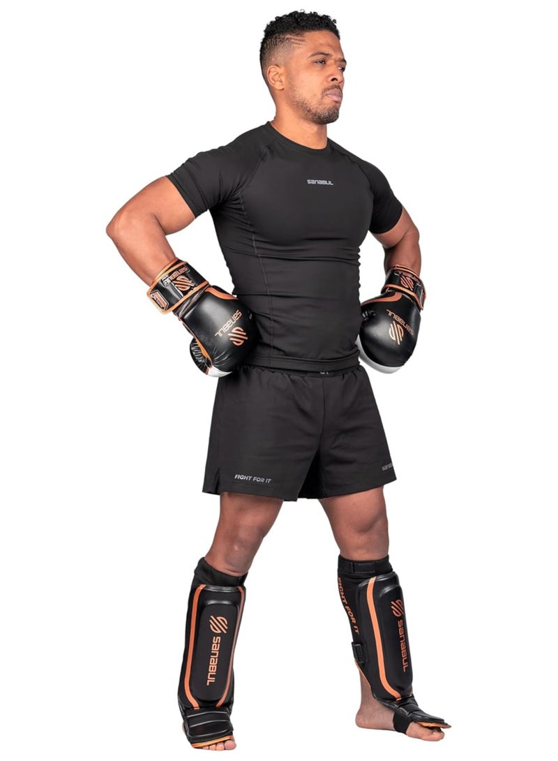 Essential Sleeve Kickboxing Shin Guards | MMA Shin Guards | Muay Thai Shin Guards | Hybrid Neoprene Design, X-small