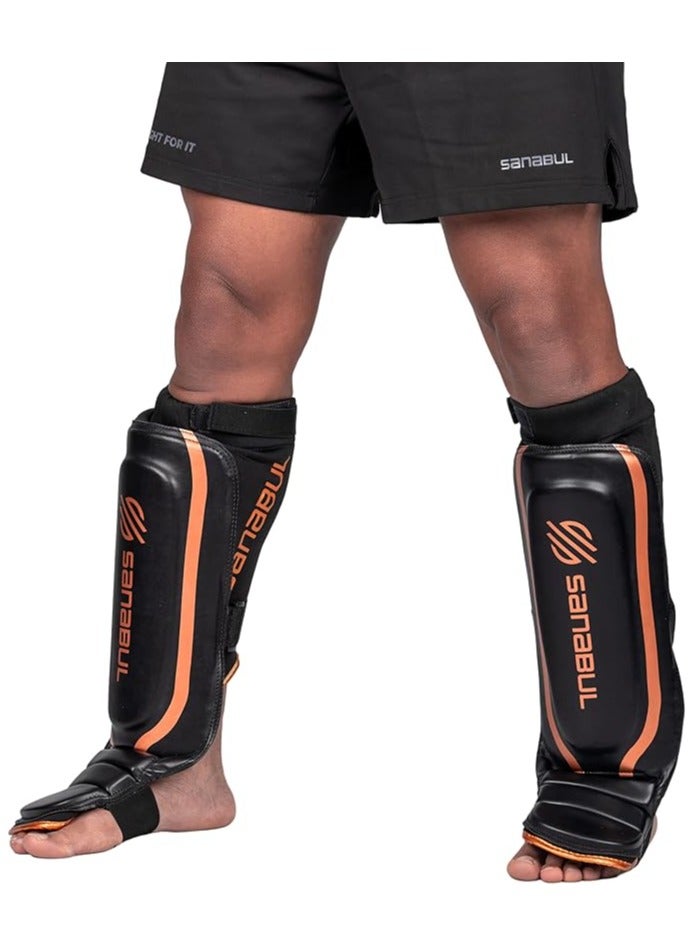 Essential Sleeve Kickboxing Shin Guards | MMA Shin Guards | Muay Thai Shin Guards | Hybrid Neoprene Design, X-small