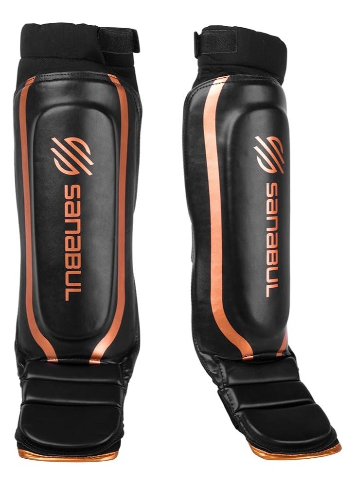 Essential Sleeve Kickboxing Shin Guards | MMA Shin Guards | Muay Thai Shin Guards | Hybrid Neoprene Design, X-small