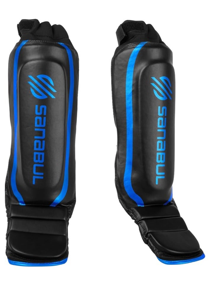 Essential Sleeve Kickboxing Shin Guards | MMA Shin Guards | Muay Thai Shin Guards | Hybrid Neoprene Design, X-small