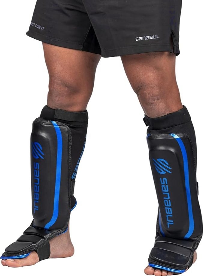 Essential Sleeve Kickboxing Shin Guards | MMA Shin Guards | Muay Thai Shin Guards | Hybrid Neoprene Design, X-small