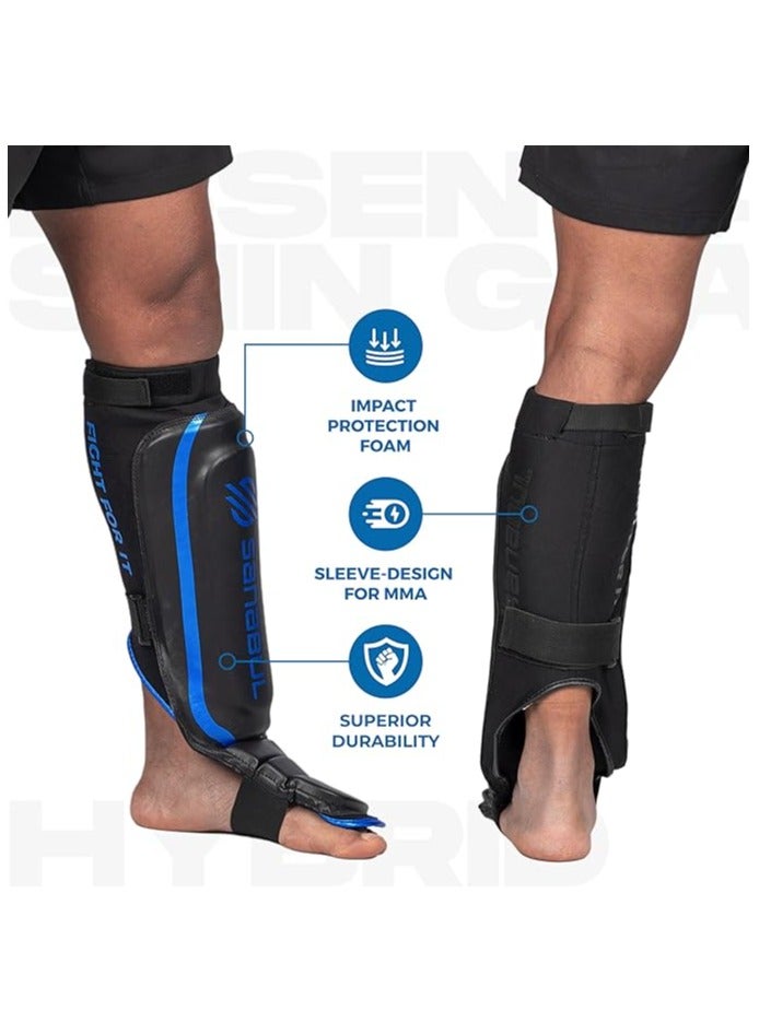 Essential Sleeve Kickboxing Shin Guards | MMA Shin Guards | Muay Thai Shin Guards | Hybrid Neoprene Design, X-small