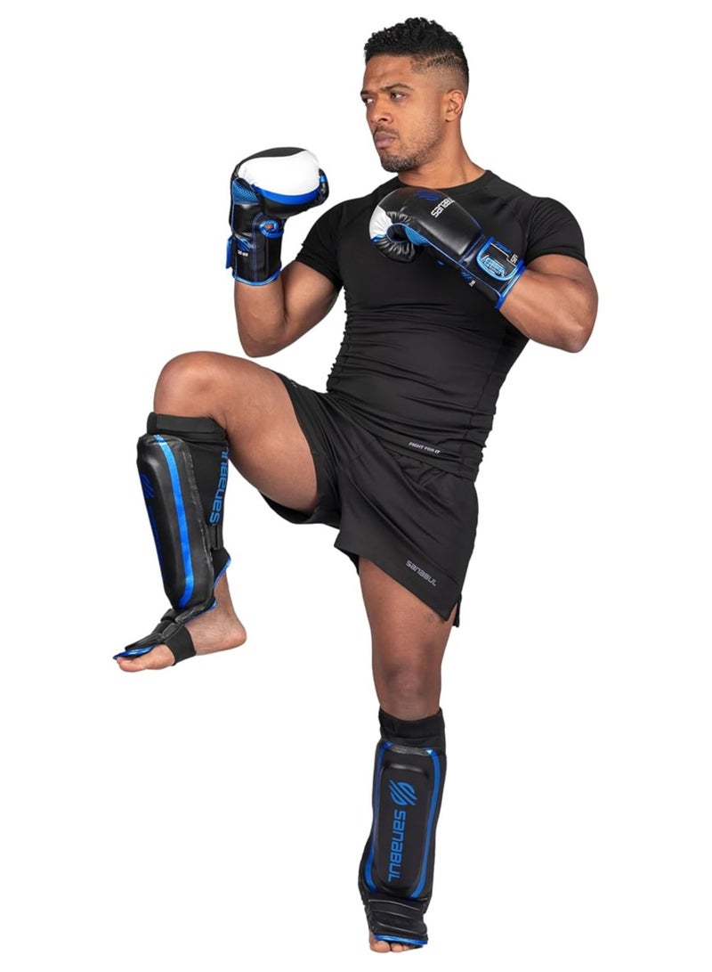 Essential Sleeve Kickboxing Shin Guards | MMA Shin Guards | Muay Thai Shin Guards | Hybrid Neoprene Design, X-small