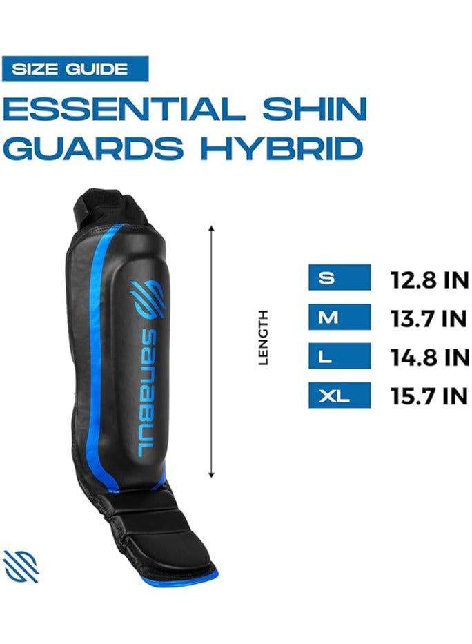 Essential Sleeve Kickboxing Shin Guards | MMA Shin Guards | Muay Thai Shin Guards | Hybrid Neoprene Design, X-small