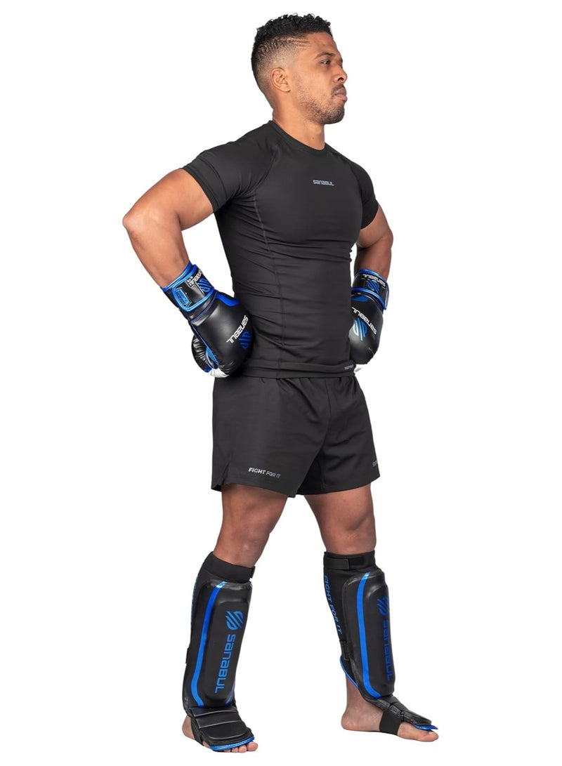 Essential Sleeve Kickboxing Shin Guards | MMA Shin Guards | Muay Thai Shin Guards | Hybrid Neoprene Design, X-small