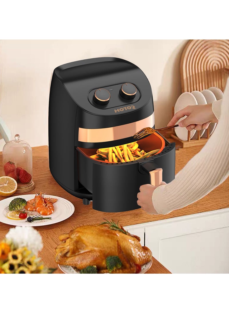 Air Fryer No Pre-Heat Needed, Oil-Free Crispy And Healthy Cooking, With Adjustable Temperature Control 3.5L 1500W Black