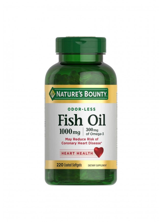 Nature's Bounty Fish Oil, Dietary Supplement, Omega 3, Supports Heart Health, 1000 Mg, 220 Coated Softgels