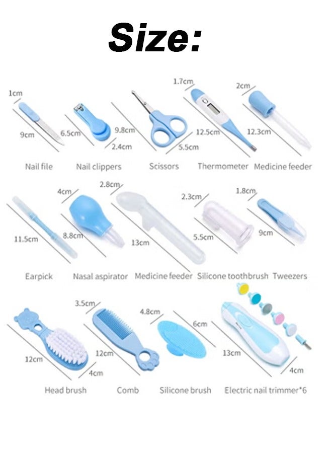 Portable Baby Healthcare and Grooming Kit, 20PCS Baby Care Kit with Premium-Quality Materials, Newborn Nursery Health Care Set for Newborn Infant Toddlers Baby Boys Girls Kids 0-3 Years, Suitable for Outgoing and Traveling(Blue)