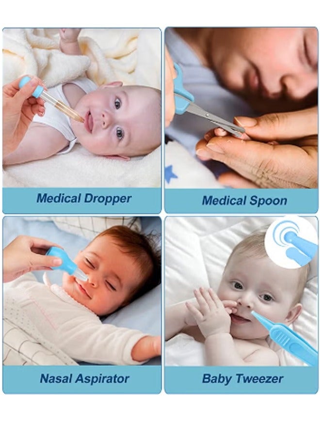 Portable Baby Healthcare and Grooming Kit, 20PCS Baby Care Kit with Premium-Quality Materials, Newborn Nursery Health Care Set for Newborn Infant Toddlers Baby Boys Girls Kids 0-3 Years, Suitable for Outgoing and Traveling(Blue)