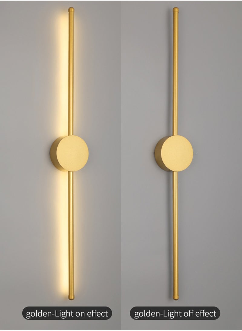 Modern Interior Wall Light 10W LED Wall Light, Gold Wall Light for Bedroom Living Room Corridor (Color : Three color temperatures, Size : 60 CM)