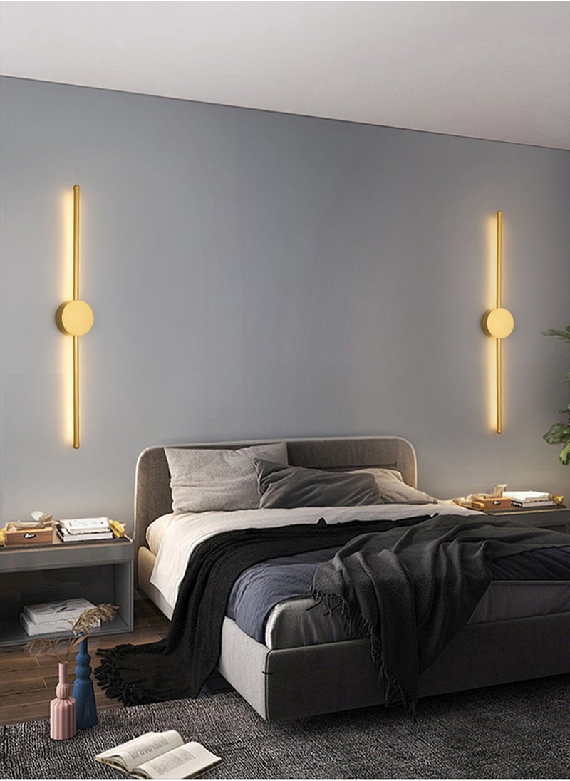 Modern Interior Wall Light 18W LED Wall Light, Gold Wall Light for Bedroom Living Room Corridor (Color : Three color temperatures, Size : 100 CM)