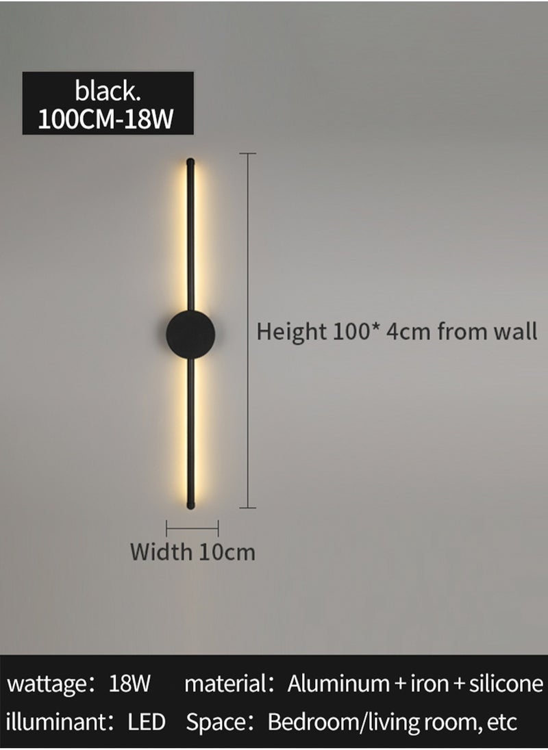 Modern Interior Wall Light 18W LED Wall Light, Gold Wall Light for Bedroom Living Room Corridor (Color : Three color temperatures, Size : 100 CM)