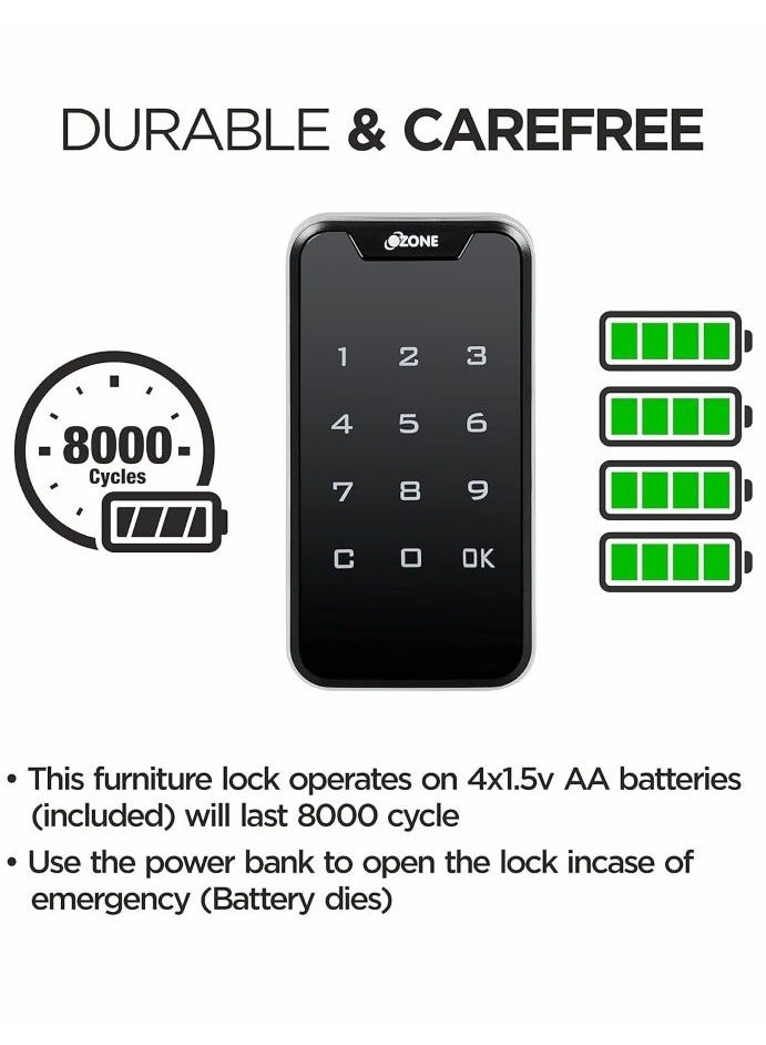 OZFL-201 LIFE PW Digital Furniture Lock with Password For Wooden | Metal Cabinets | Wardrobes | By Ozone India