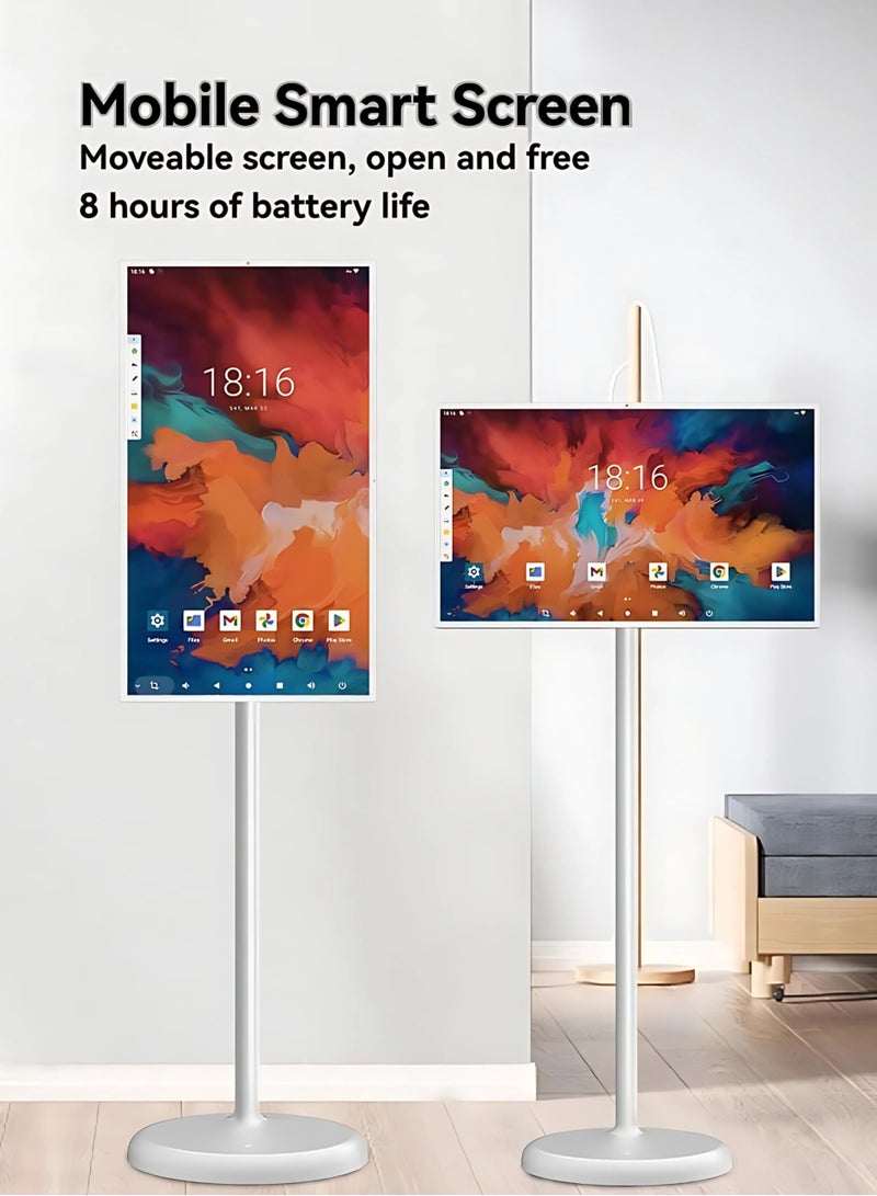 Smart Screen 24 inch Display with Android | 10 Point Multi Touch & Long Battery Life All in One  Touch Screen for Office, Conference, and Home Use | Built in Android & Camera Portable Long Battery